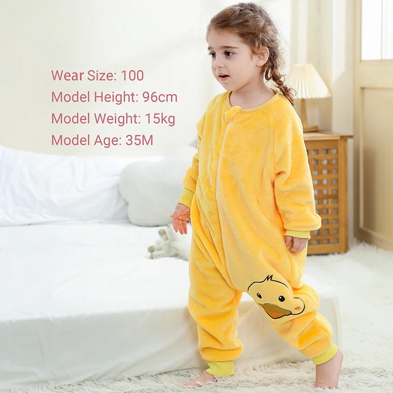 MICHLEY Duck Flamingo Bird Flannel Children Baby Sleeping Bag Sack Winter Clothes Toddler Sleepsack Pajamas For Girls Boys 1-7T