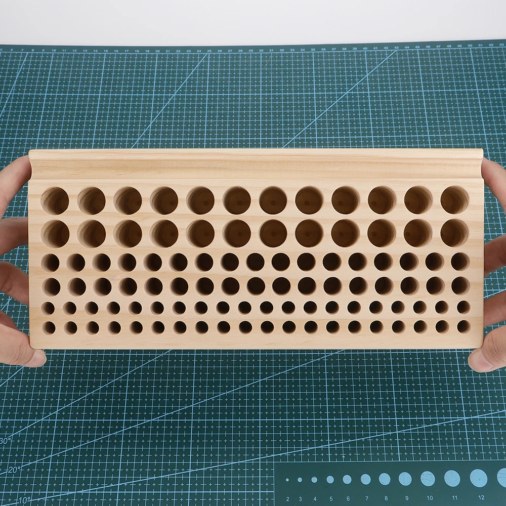 가죽 조각, 스탬핑, 절단 도구, DIY 공예품 보관을 위한 98개 구멍이 있는 1개의 나무 정리함, DIY 공예품 보관 랙 정리대