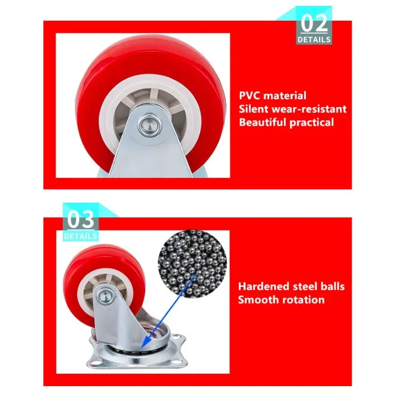 5 Inch Caster Wheels, Casters Set Of 4, Heavy Duty Casters With Brake 2200 Lbs,Swivel Caster