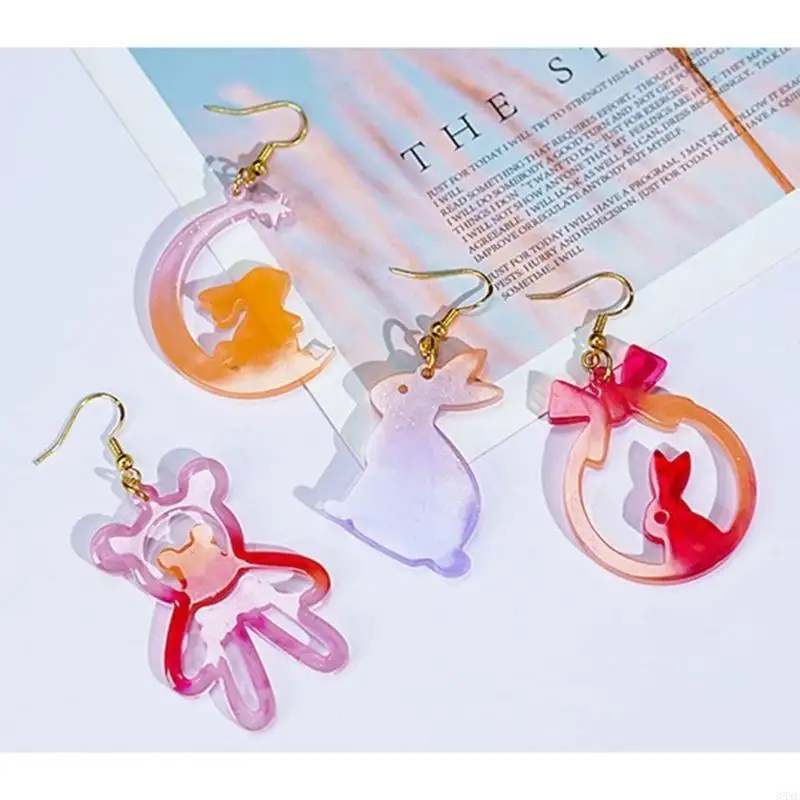 Rabbit Silicone Mold DIY Crystal Earrings Pendant Charm Mould UV Epoxy Resin Molds Keychain Jewelry Making Tool