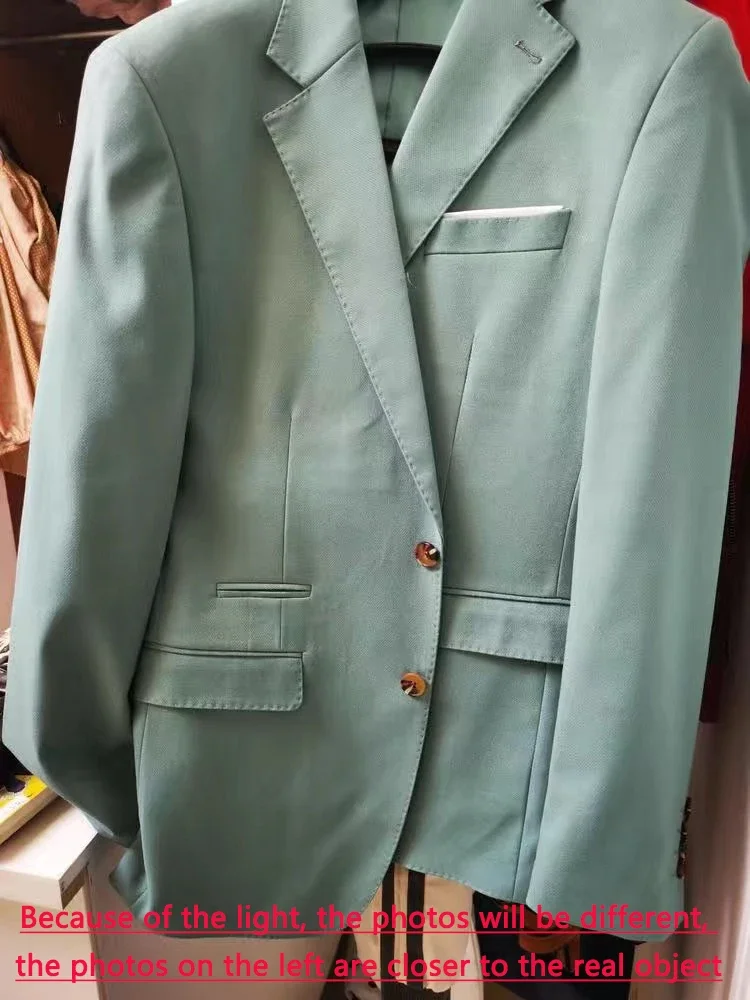 (Jacket + Vest + Pants) Fashion Green Men's Suit 3 Piece Groom Wedding Dress Prom Party Night Club Tuxedo Business Formal Wear
