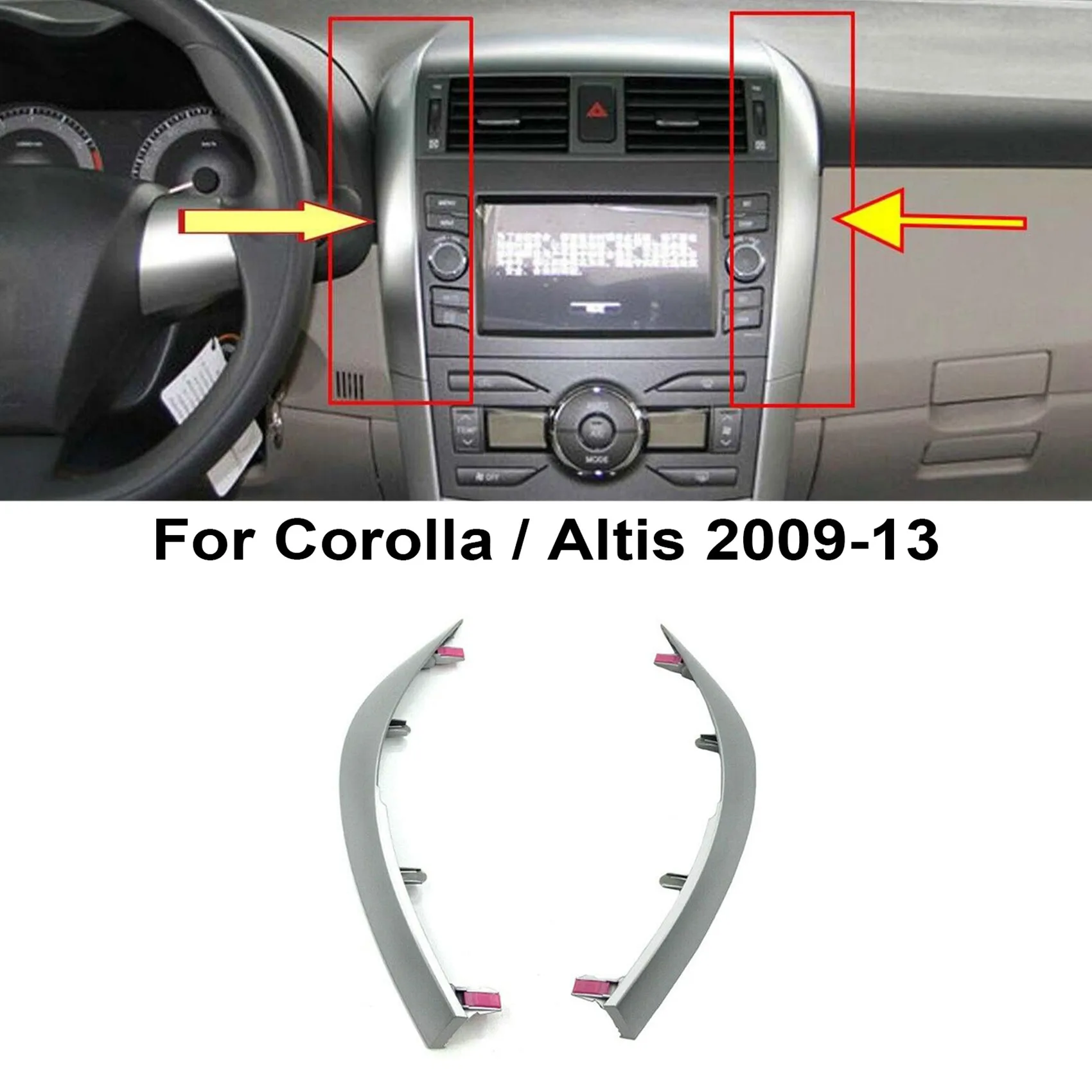 

2Pcs Dashboard Trim Cover Strip for Toyota Corolla Altis 2009 2010 2011 2012 2013 Central Control Car Styling