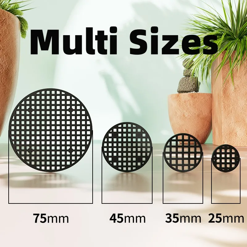 Plant Pot Drainage Mat 100 Piece Pot Hole Screen Mat Round Drainage Bottom Grid Pad to prevent soil loss Plant Ventilation Gasket Gardening Supplies