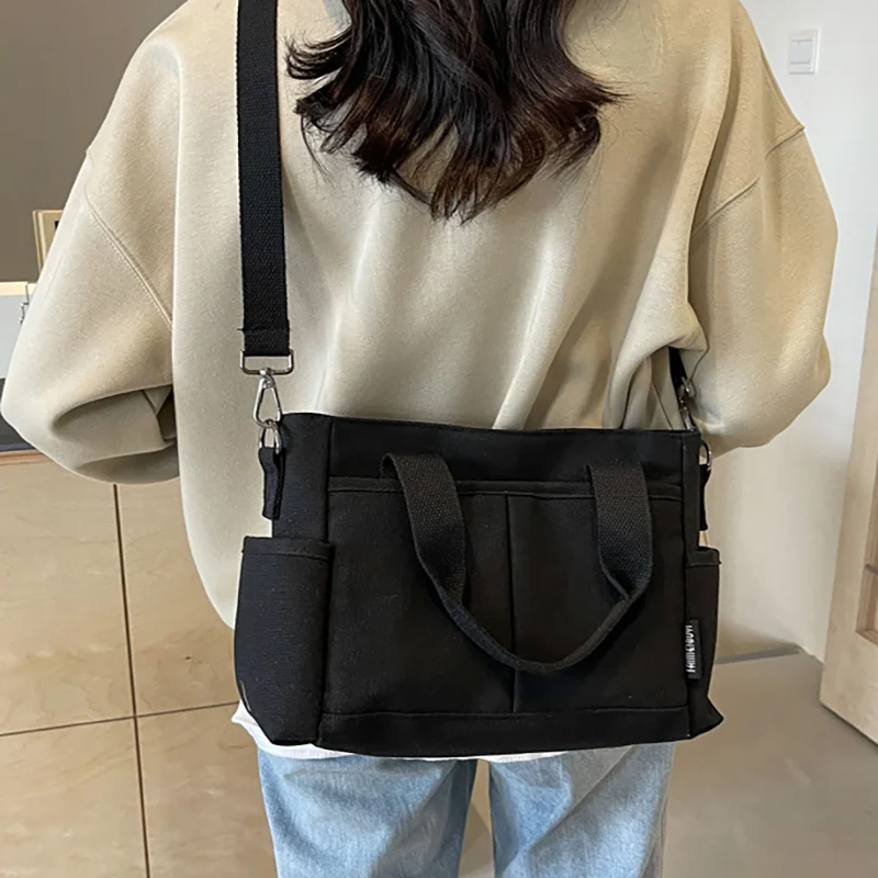 Women's Bag Multiple Pockets Shoulder Bag Large Capacity Canvas Tote Handbag For Women Daily Commuting Shopping Bag