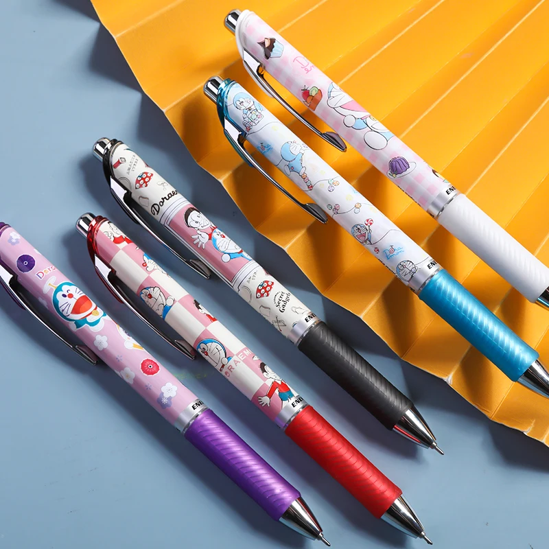 Japan Pentel Limited Cartoon Pattern Gel Pen Energel Quick-drying BLN75 Students Use Black Press Gel Pen 0.5mm Student Gift