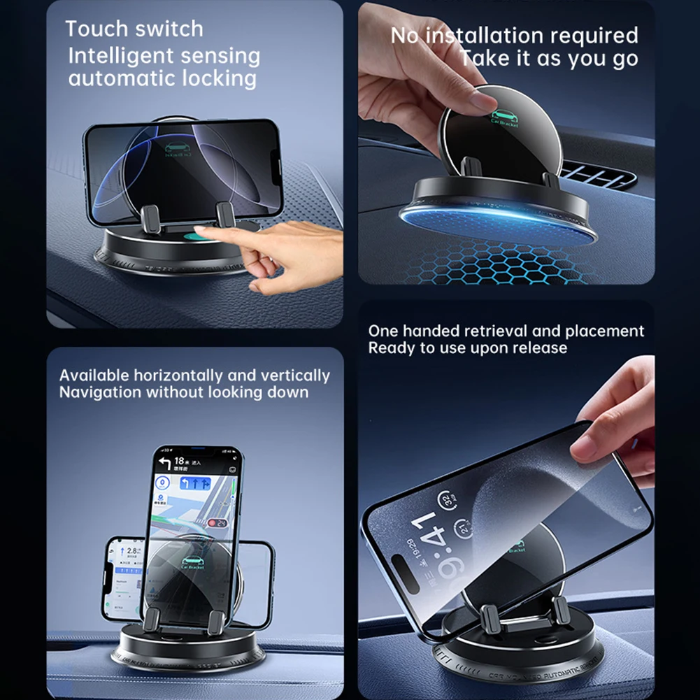 Dashboard Car Phone Holder Mount 360° Rotation Cellphone Support Cradle Stand Car Automobile Bracket for iPhone Android Mini Pad