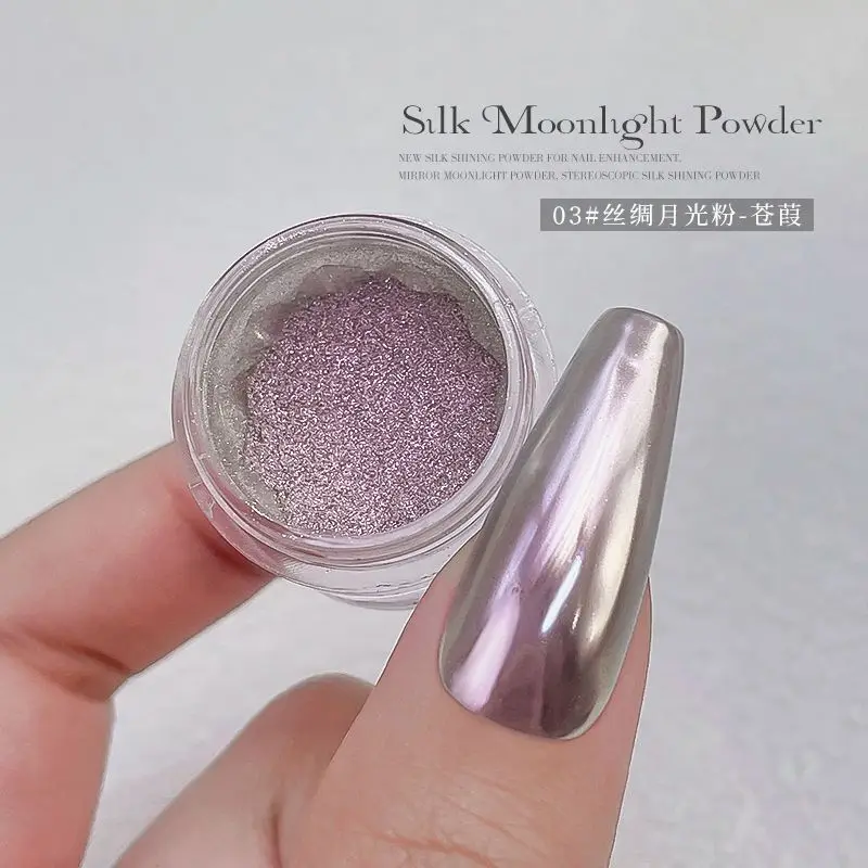 Silk Moonlight Magic Mirror Powder Glitter Metallic Effect Nail Rubbing Dust Fairy Chrome Nail Art Powder Cotton swab 6Colors Nail Powder Nail Glitter Nail Pigment Nail Decoration