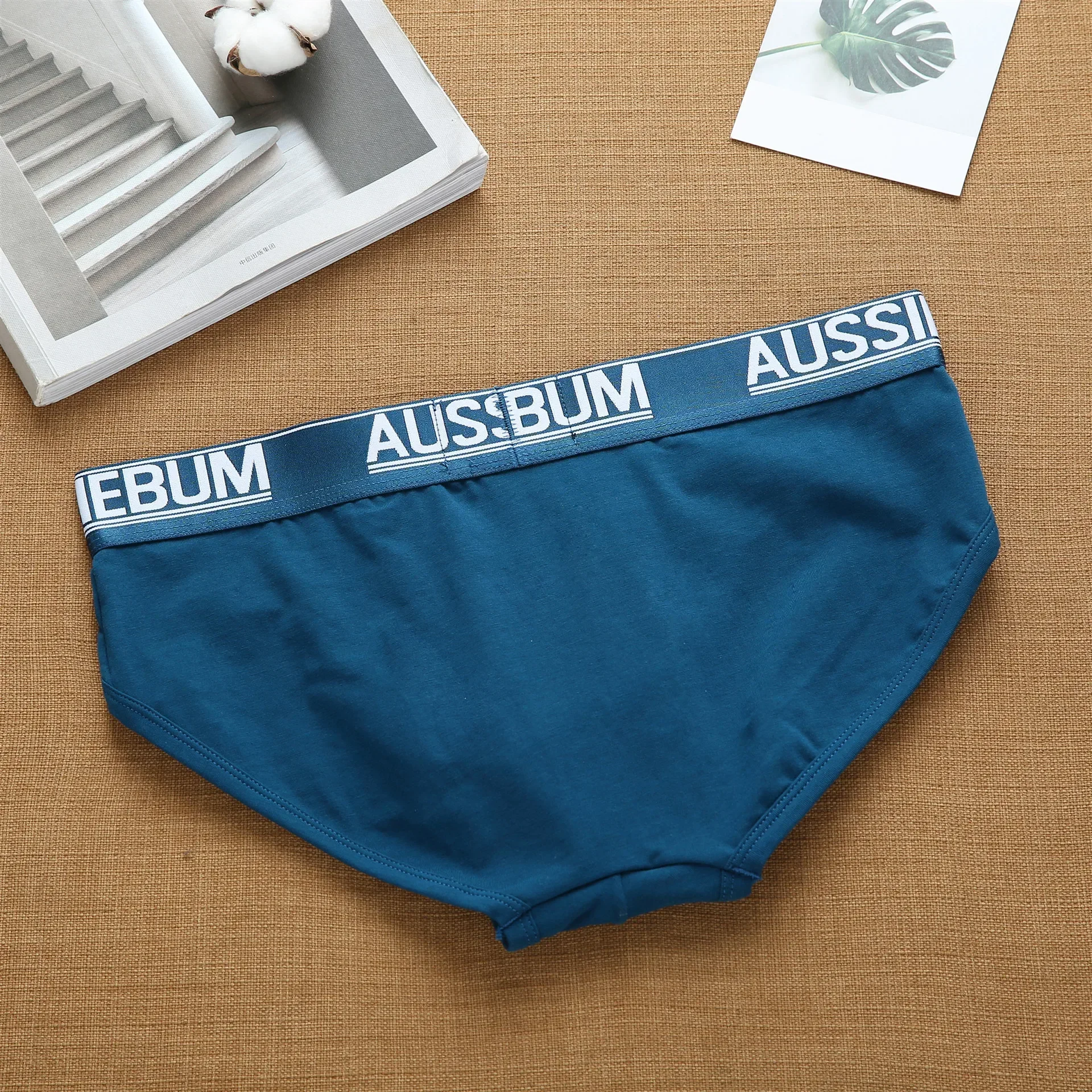 Men's cotton comfortable low waist elastic tide letter briefs youth underwear 5