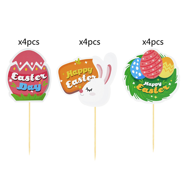 Easter Banner Latex Balloon Cute Cartoon Rabbit Cake Topper Easter Egg Cupcake Topper For Easter Party Decoration Supplies