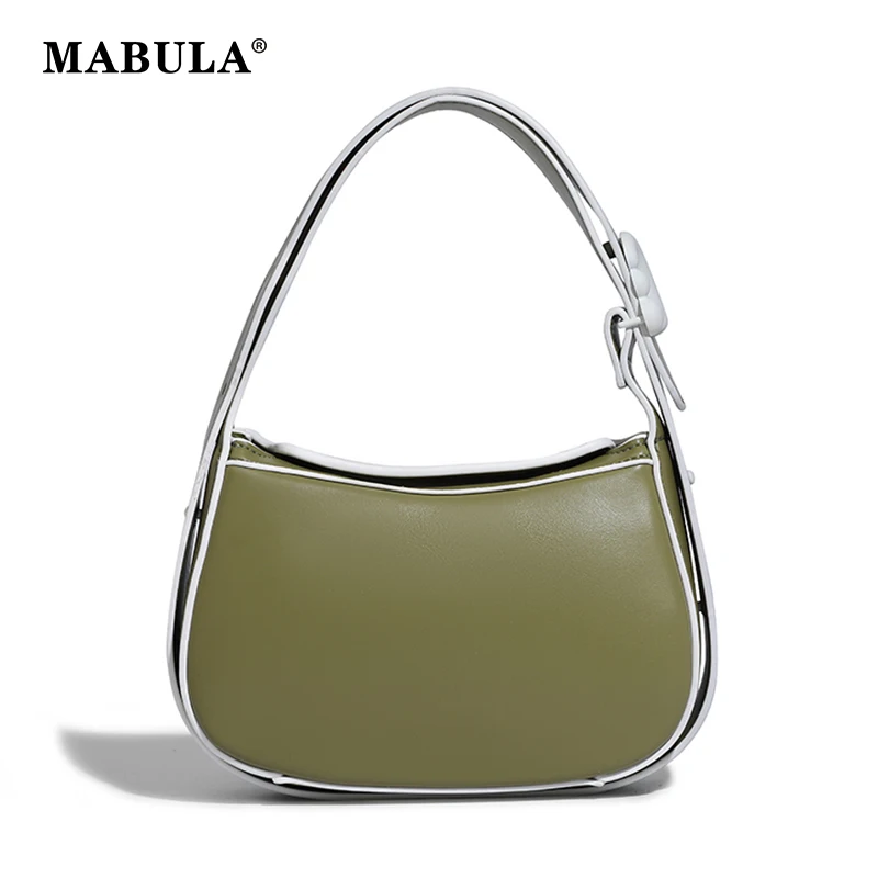 

MABULA Solid PU Leather Half Moon Women Purses Handbag Simple Design Fashion Small Tote Shoulder Bag Female Crossbody Bags