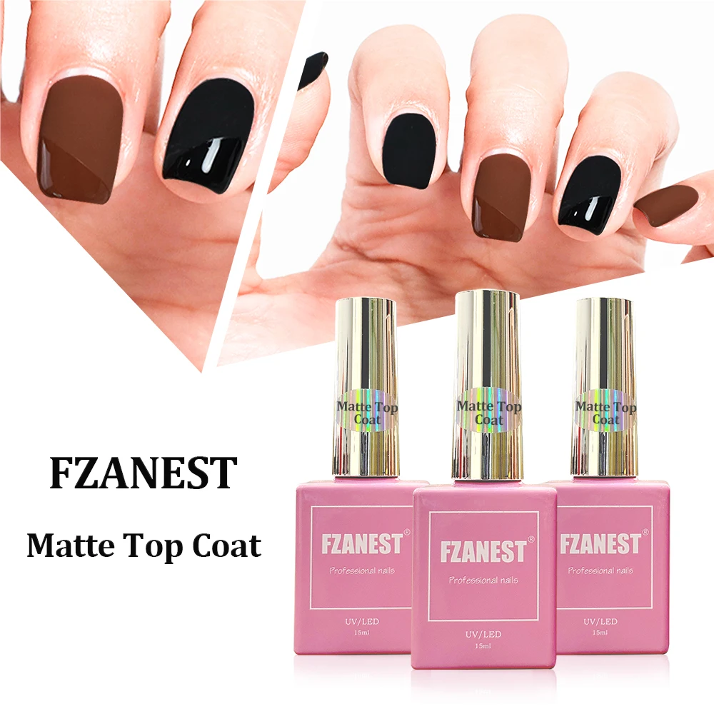 FZANEST Matte Top Coat Gel Nail UV Gel 15ml Nails Polish Base and Top Lasting Over 30days Coat