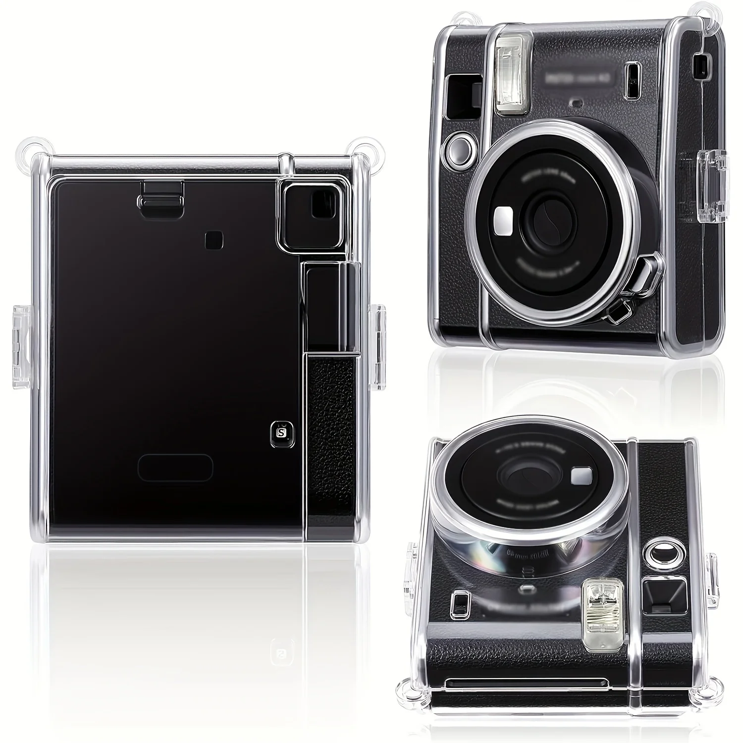 1pc for Fujifilm Instax Mini 40 Instant Film Camera-Crystal Hard PVC Protective Case with Removable Shoulder Strap Clear action camera cover