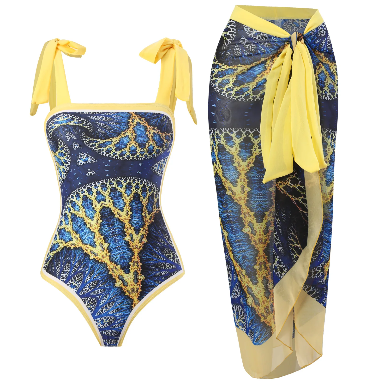

Swimsuit Women Plus Size Bikini Vintage Colorblock Abstract Mable Print Monokini Bikini Swimsuits Set