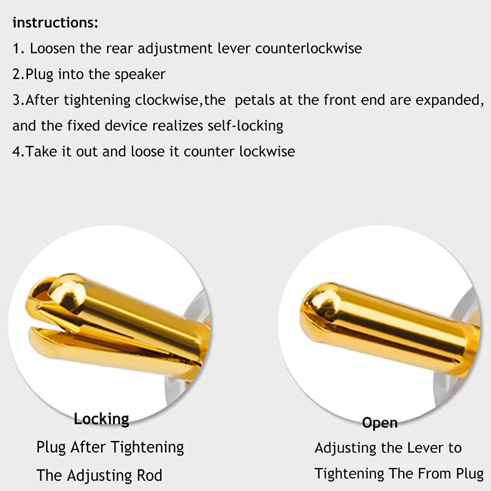 Banana Connectors 4Pcs Banana Plugs 45 Degree Angled Banana Connectors Screw Locking Connectors for AV Receiver Amplifier Speaker Gold