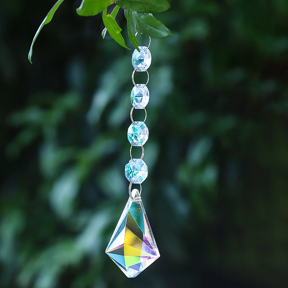 Rainbow Crystal Sun Catcher Prism Hanging Glass Drop Pendant Octagon Bead Curtain Light Catching Garden Wedding Car Charms Decor