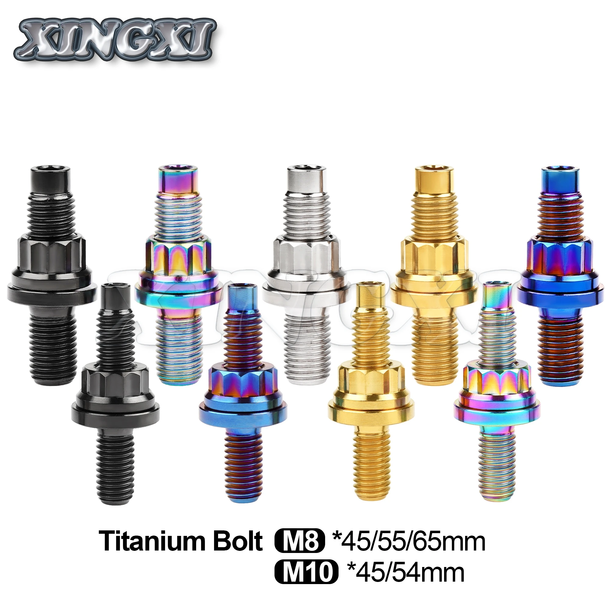 Xingxi Titanium Bolts Conjunto For Motorcycle Exhaust Pipe Parafusos Hexagonais Flange Head 12 Pontos Porcas Arruelas Planas m8 M10 Pitch 1.25