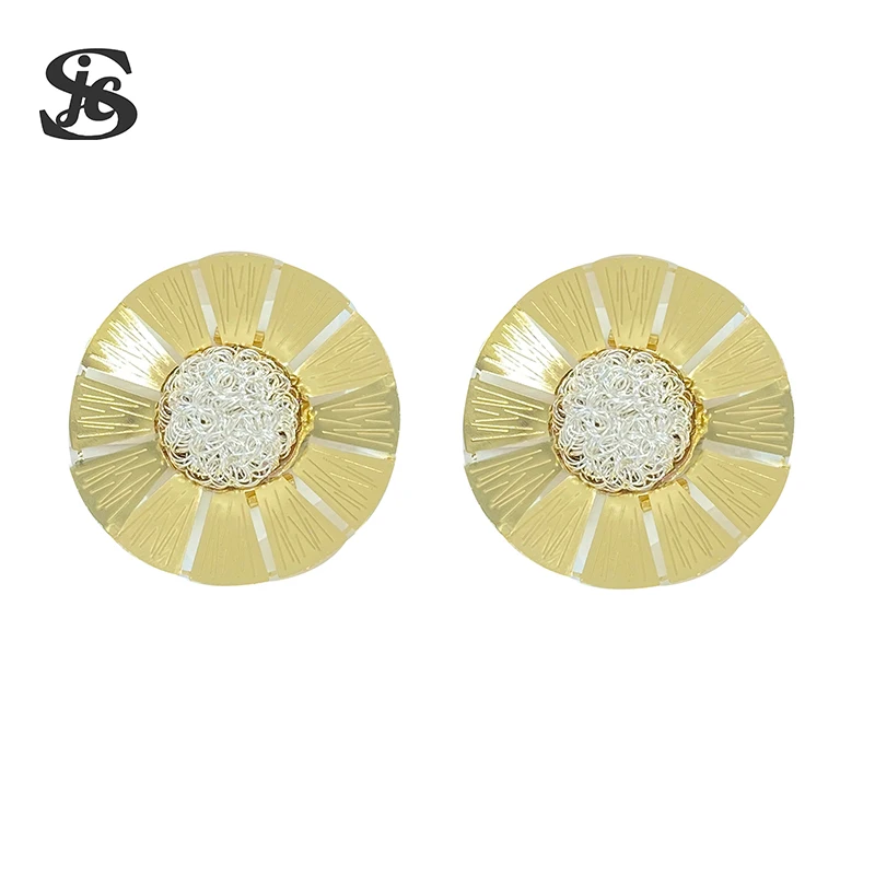 

2023 Dubai Fashion Jewelry 18K Gold Plated Round Shape Original Design Big Clip Earrings For Women Wedding Party Daily Wear