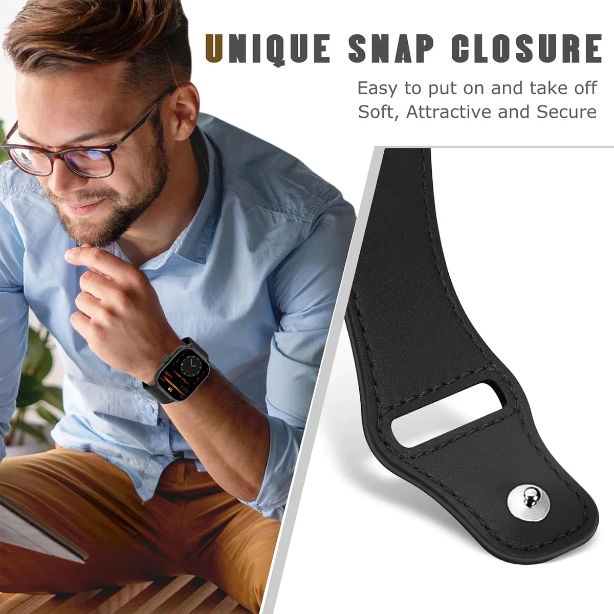 Premium Leather Strap Wristband for Smartwatches - Elegant Accessory Bracelet