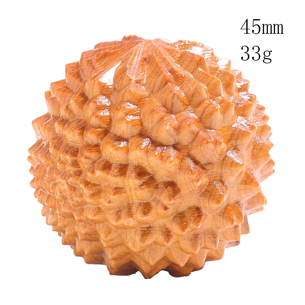 2PC Thuja Wooden Hand Massage Ball Durian Fitness Handball Hand Exercising Yoga Meditation Therapy Stress Pressure Relief Tool