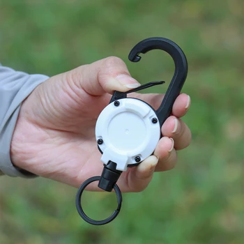 Retractable Heavy Duty Pull Reel Carabiner Key Chains Strong Steel Wire Rope Buckle Spring Key Ring Outdoor Sporty Keychain Tool