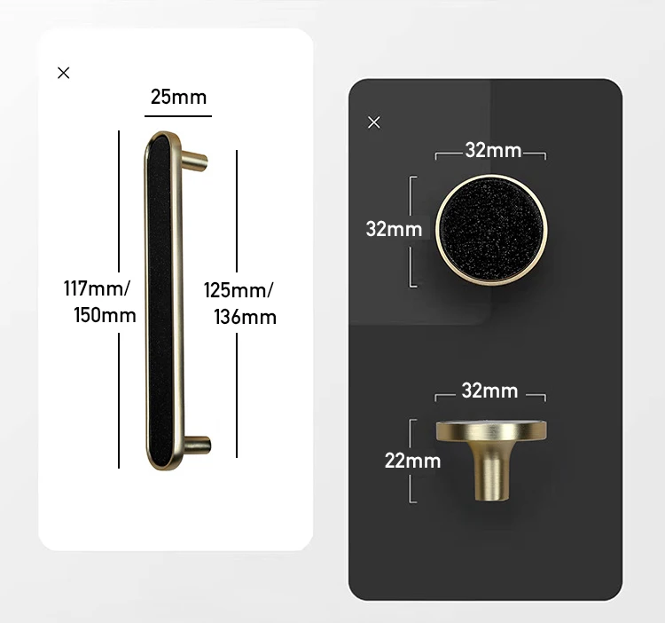 Description Picture 6 of itemKAK Gold Kitchen Cabinet Handles Nordic Pastoral Furniture Handles Black Dresser Drawer Knobs and Handles Zinc Alloy Hardware