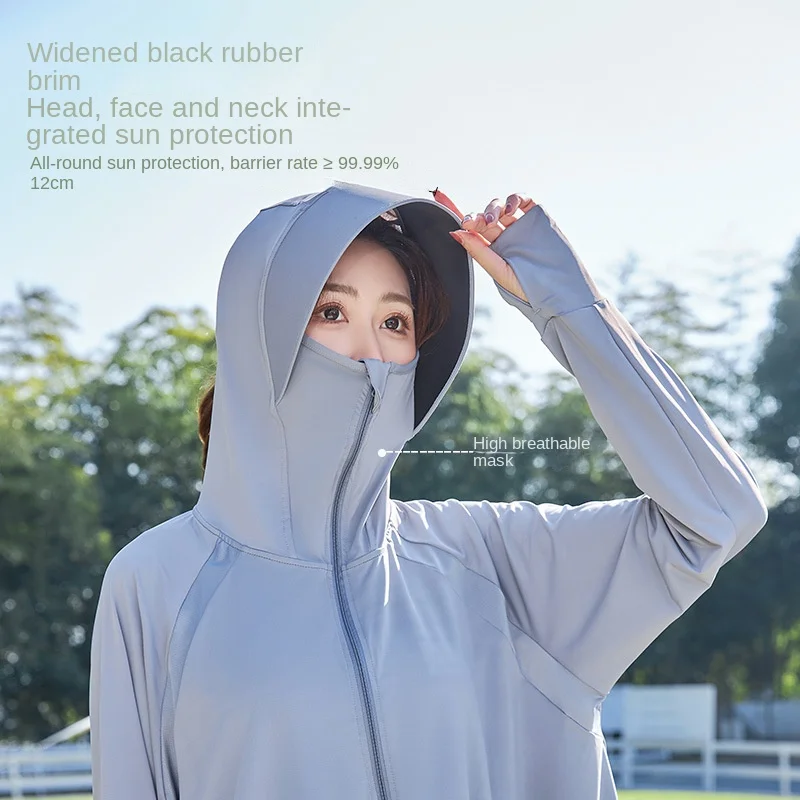Sun Protection Clothing Women's Summer UV Protection 2023 New Thin Ice Silk  Hooded Sun Protection Clothing For Women Outdoor Hat