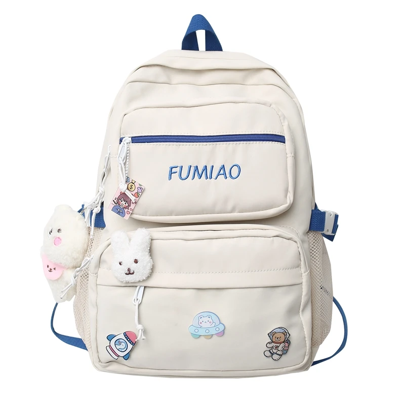 Cute Girl Travel Badge Pin Backpack Book Trendy Women School Bag Lady Kawaii College Backpack Fashion Female Laptop Student Bags 