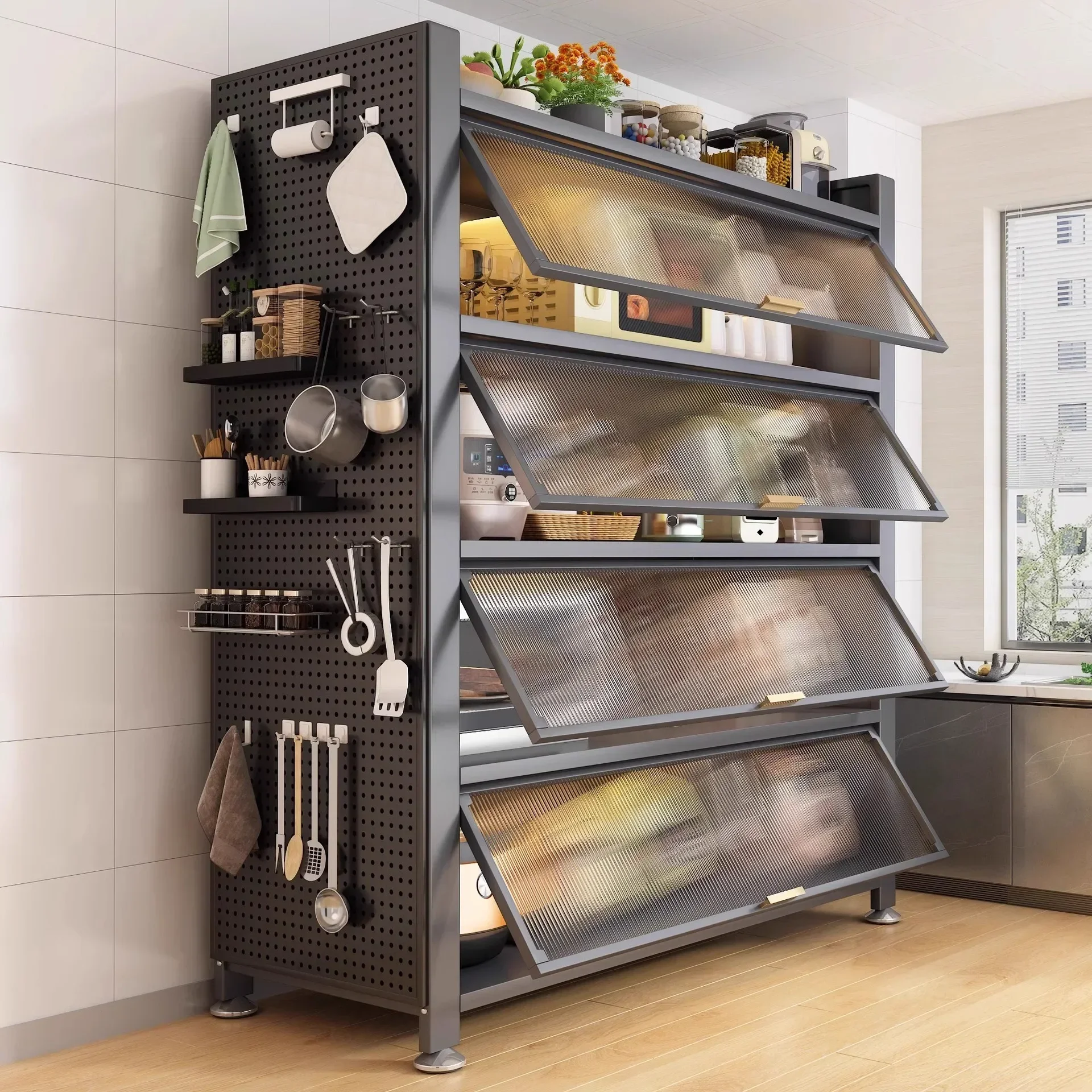 ตู้ครัวโมเดิร์นชั้นวางชั้น Multi-Layer Home ตู้เฟอร์นิเจอร์ห้องครัว Multi-Functional ชาม Sideboard ตู้ 1