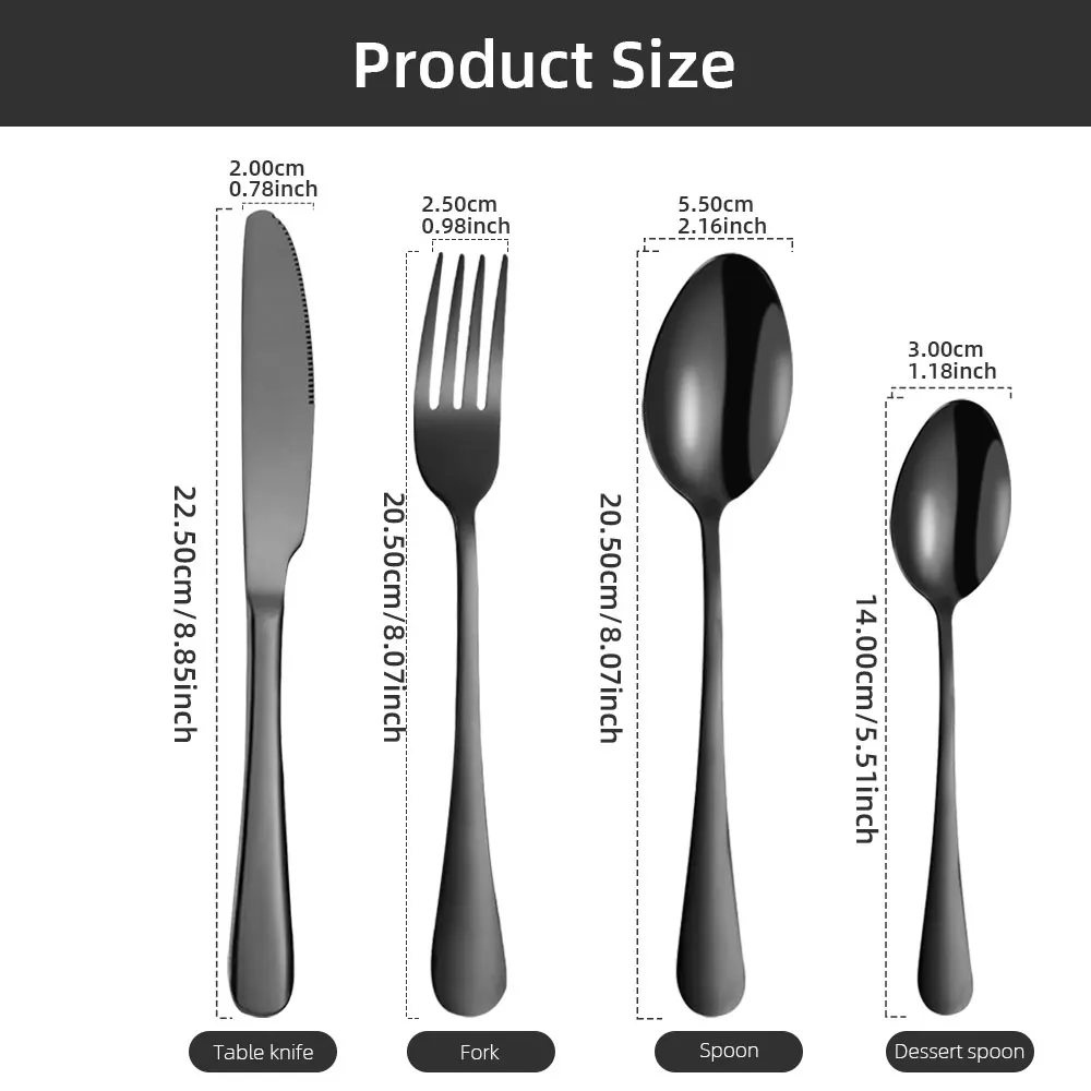 Tableware Set 16Pcs Cutlery Set Stainless Steel Steak Cutlery Western Matte Dishwasher Safe Kitchen Tableware Set