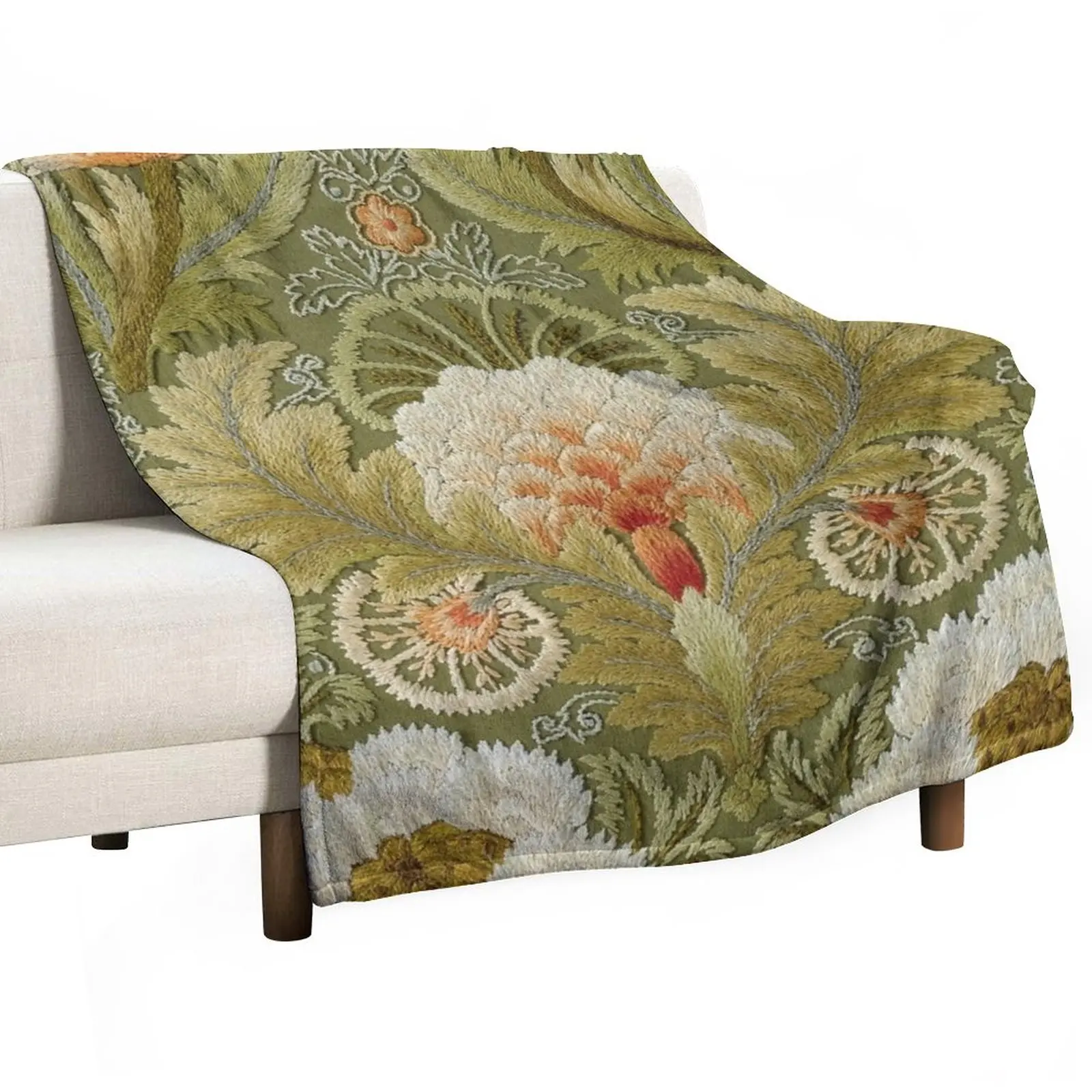 

Silk Embroidery with Flowers and Leaves Throw Blanket Fluffy Shaggy Blanket Blanket Sofa Hair Blanket