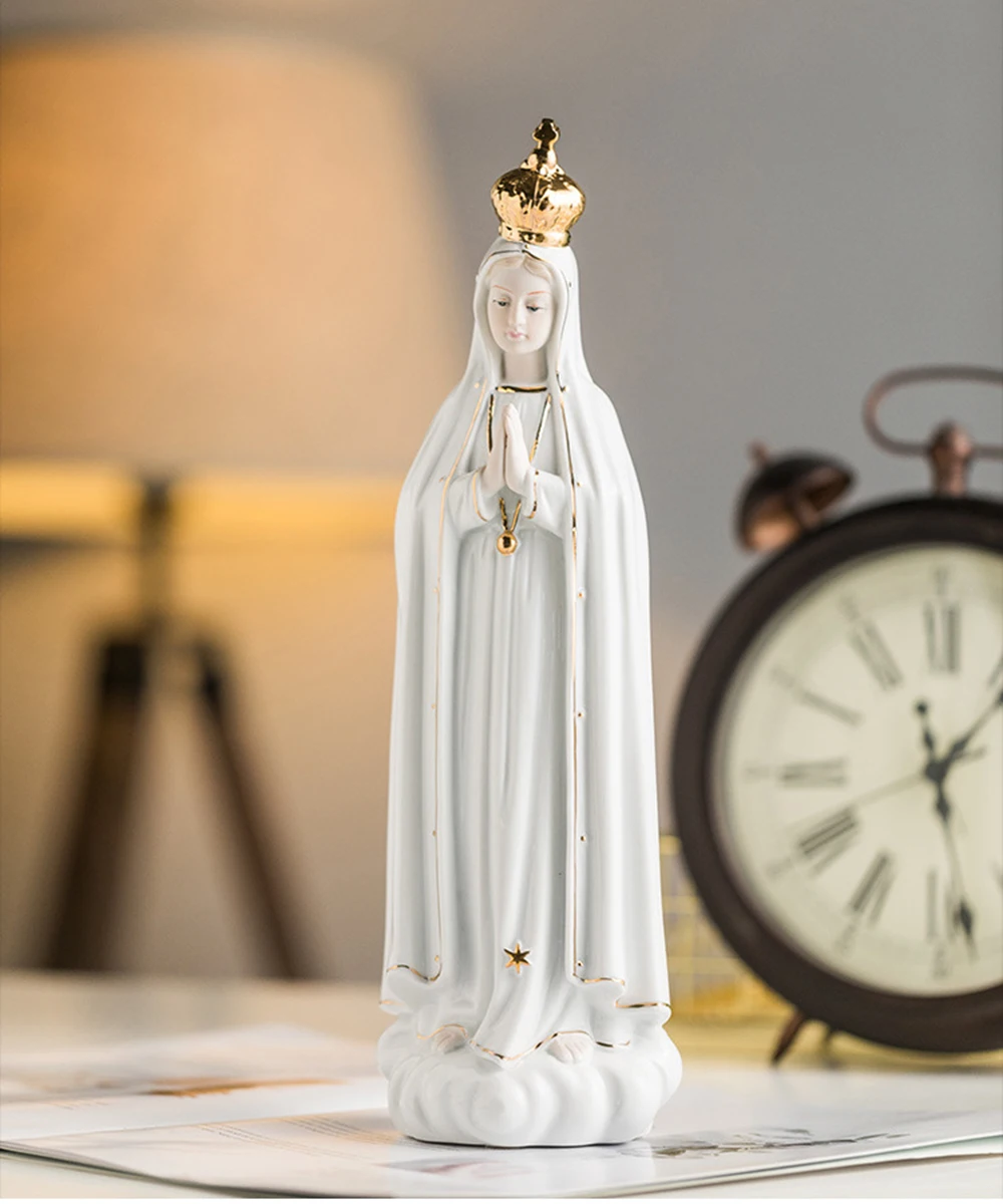 Description Picture 6 of item1pc, Ceramics Our Lady Mary, Rose Fatima Virgin Mary statue, Church decorations Holy image, Ceramic gifts, home crafts ornaments