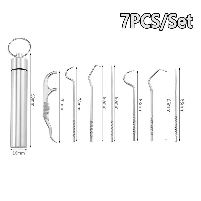 Toothpick Set Toothpick Set Tooth Flossing Reusable Aluminium Alloy Toothpicks Portable Toothpick Floss Teeth Cleaner Oral Cleaning