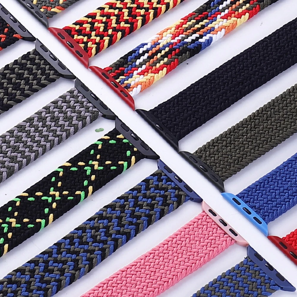 Braided Solo Loop For Apple Watch Band Se 76543 40mm 44mm Elastic Bracelet Strap on Smart Series 38mm 42mm 41mm 45mm Accessories