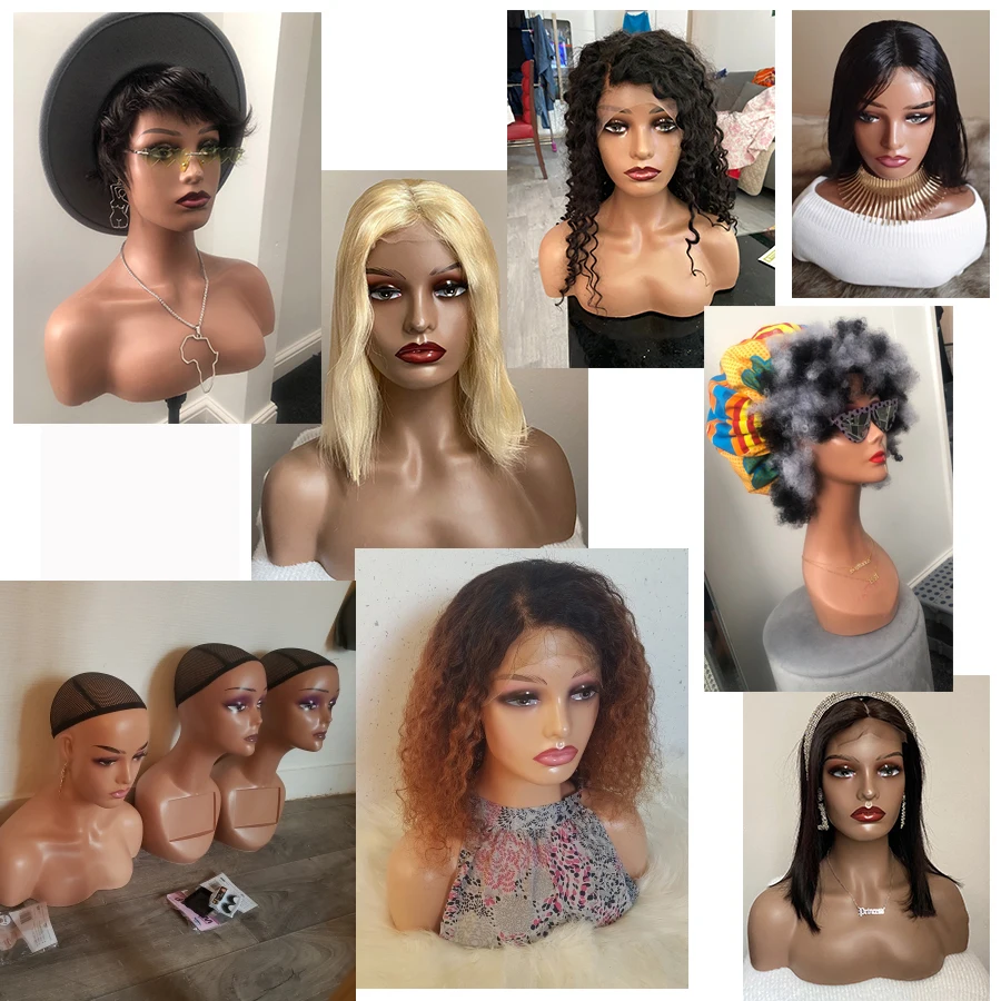 New African American Femal Mannequin Head With Shoulders Mannequin Head For Wig Display Model Doll Head For Hat Glasses Scarf
