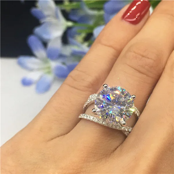 925 Sterling Silver Round Shape 6 Claws Rings Clear Big CZ Cross Infinity Finger Rings Women ANNIVERSARY SALE silver cross ring silver rings silver ring