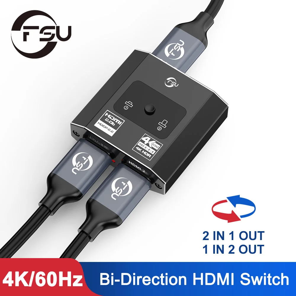 Fsu-divisor Compatível com Hdmi 4k Switch Kvm Bi-direction 1×2 2×1 Adaptador Switcher em para Ps4 tv Box