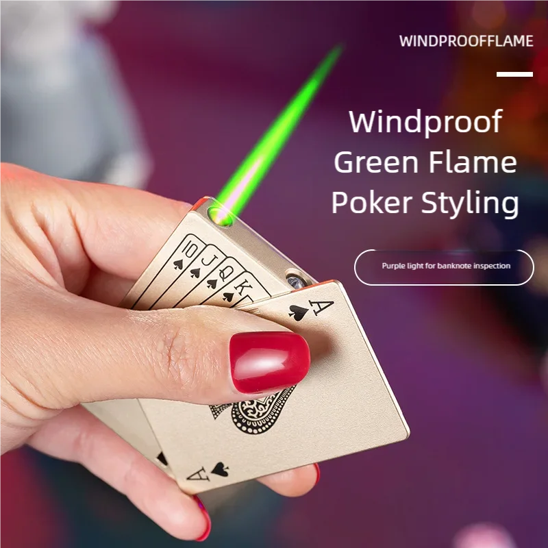 Creative Poker lighter Spades Joker Poker Butane windproof Straight Metal lighter Metal fun toys for men smoking accessories