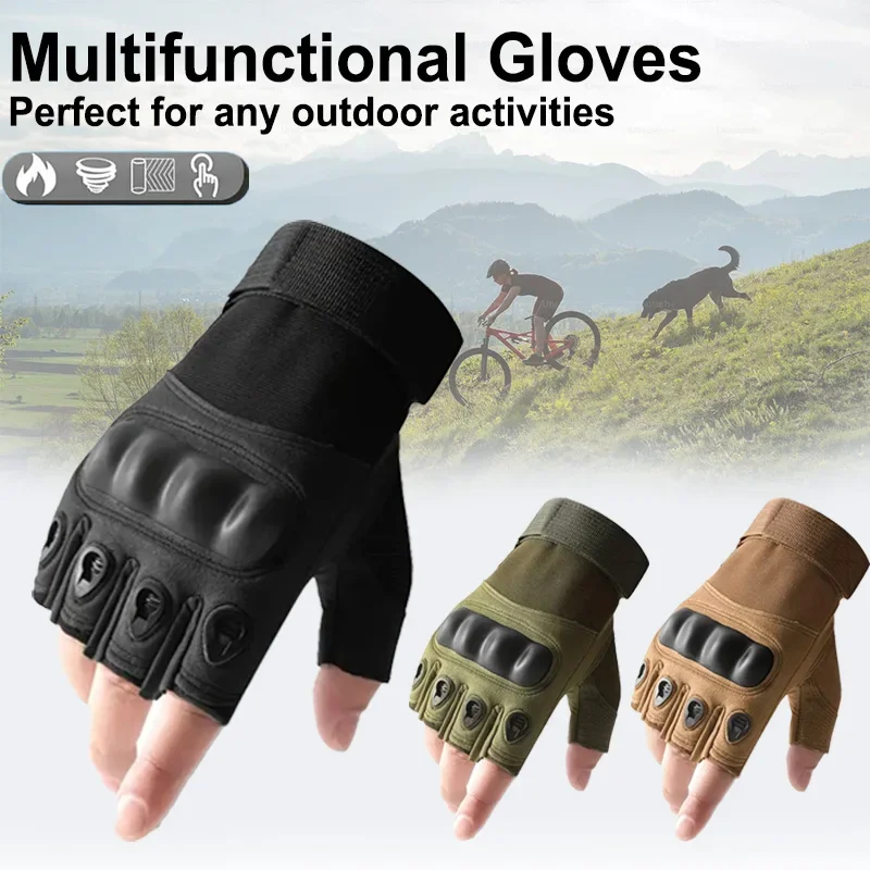 Sports Gloves Finger Gloves Tactical Gloves Outdoor Tactical Half Finger Paintball Airsoft Shot Combat Anti-Skid Men Bicycle Camping Hunting Protective Gear