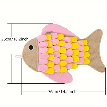 Baisher Suede Cat Snuffle Mat, Interactive Slow Feeder Fish Puzzle Toy, Durable Enrichment Mat for Cats, Machine Washable Fu 2
