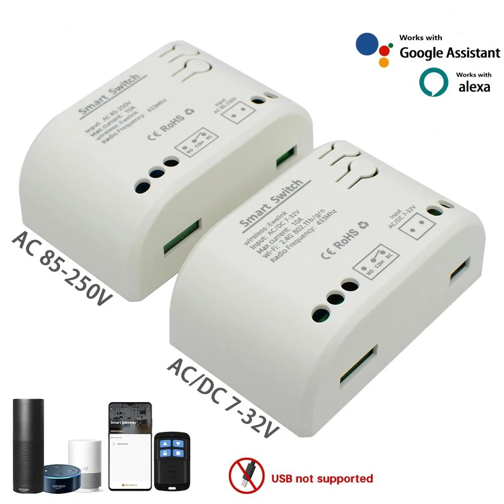 Interruptor inteligente Tuya Smart Life 1CH RF 12V 24V 7-32V AC DC Wifi Switch funciona con Alexa Google Home