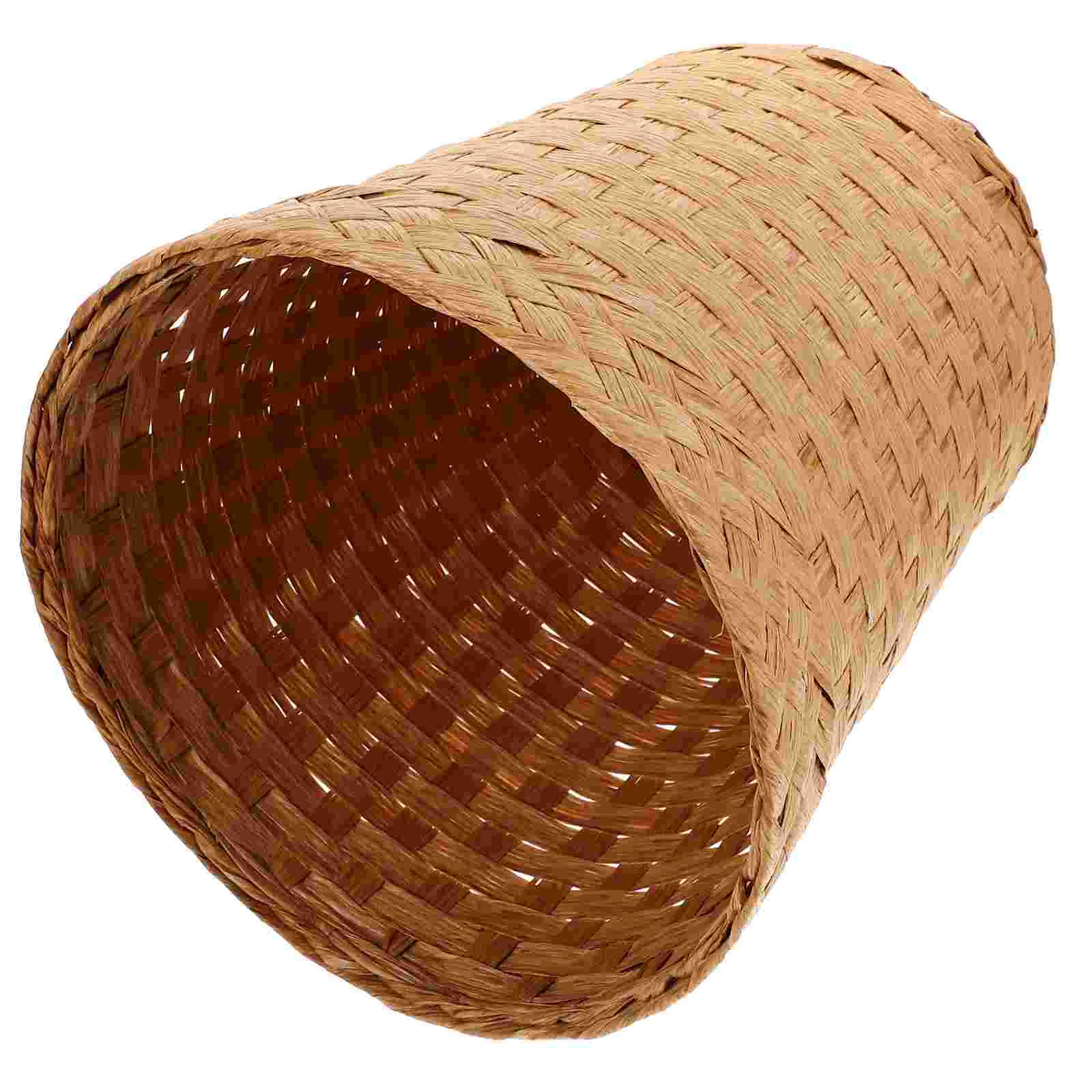 

Rattan Handwoven Trash Can Livingroom Sundries Basket Bin Reuseable Bamboo Wicker Waste