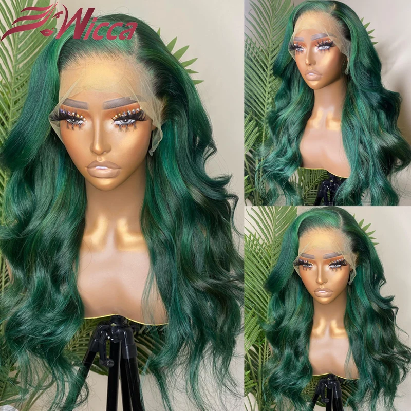 

Dark Green Lace Frontal Wig Wavy 13X6 13X4 Lace Front Wigs For Women Human Hair Wigs Remy Brazilian 180 Density Lace Closure Wig
