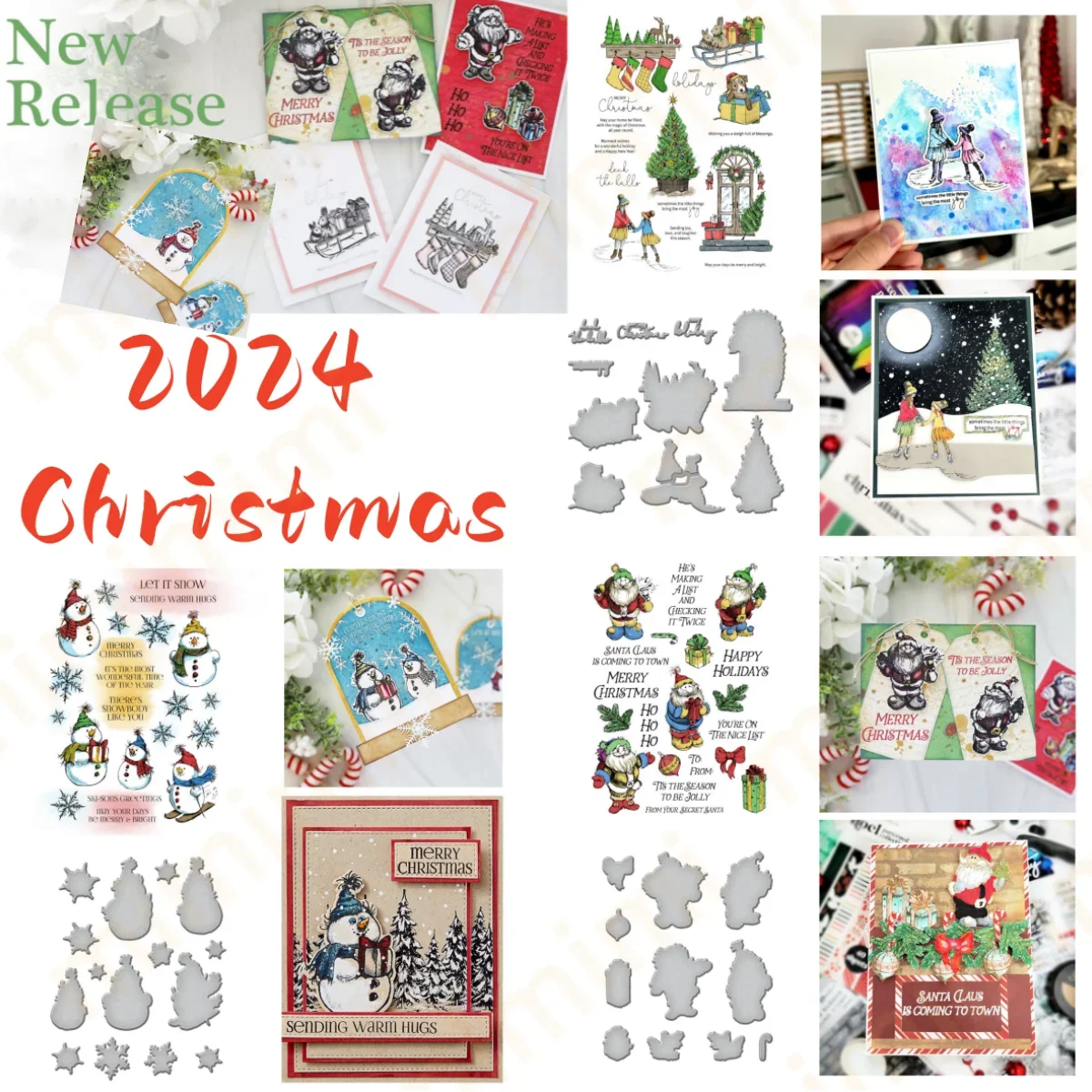 Christmas Gift Claus Tree Snowmen Clear Stamps Metal Cutting Dies for DIY Greeting Card Making Scrapbook Craft Supplies