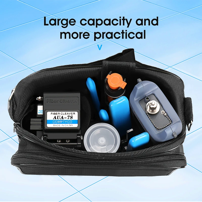 19PCS/set FTTH Fiber Optic Tool Kit with AUA-7S Fiber Cleaver -70～+10dBm Optical Power Meter 10mw Visual Fault Locator