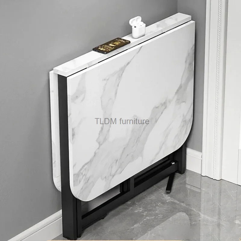 

Скандинавские бриллиантовые Роскошные обеденные столы для дома маленькой квартиры ультратонкий обеденный стол простые многофункциональные съемные складные столы