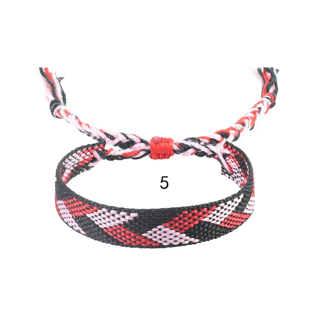 Boho tissé broderie amour poignet tricoté Bracelets d'enveloppement corde à la main tissage tressé glands ethnique femmes hommes bijoux