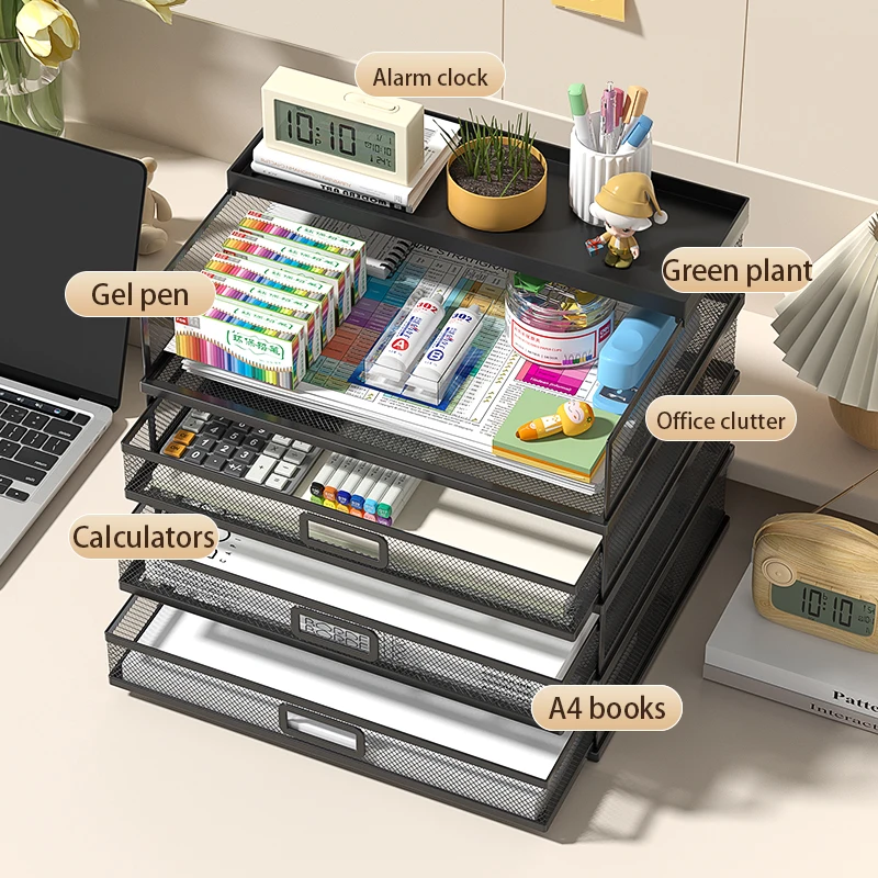Desk organizer Sliding drawer, multifunctional paper sorter file holder for office and home school