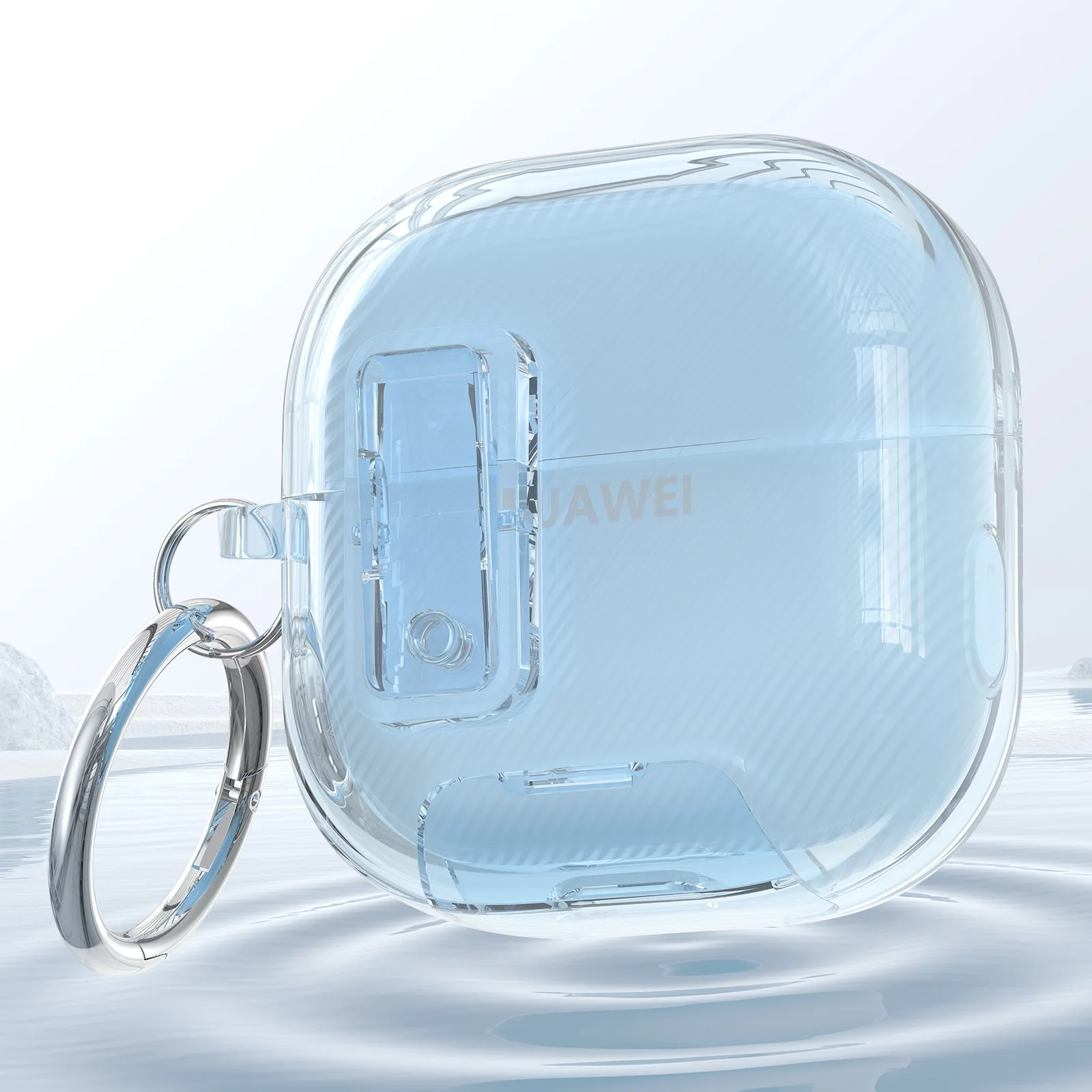 Transparent Shockproof Earphone Case with Phone Holder and Hook - Protective Earclip Cover