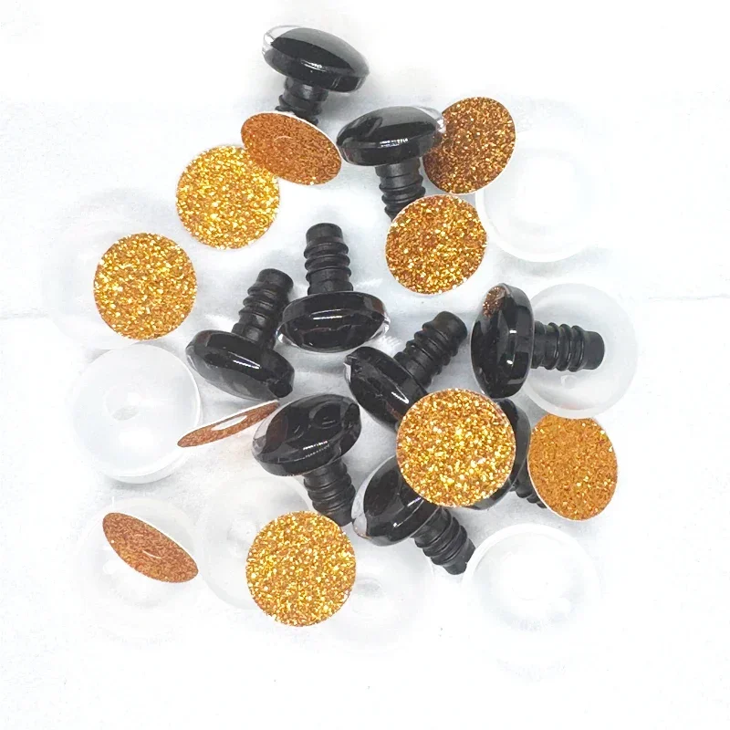 10Pcs Golden 3D Plastic Polarized Light Cross Eyes Plush Eye Accessories Crochet Toys Bulk Mixed Sizes Doll Making Eyes DIY Toy 3
