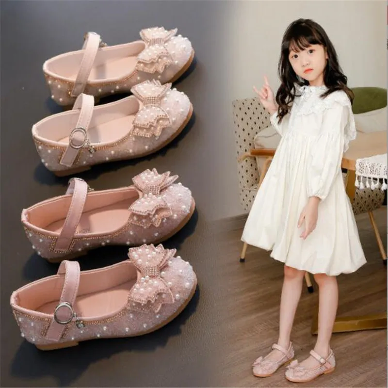 

Kids Shoes Girls Princess Glitter Flats Children Fashion Shoes Sequin Bow Toddler Flats Shoes 2022 Spring New